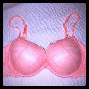 NWOT Neon orange or Coral plunge padded 36C